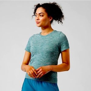 NWT Athleta In Motion Seamless Heather Tee - Borealis Green Heather Size M